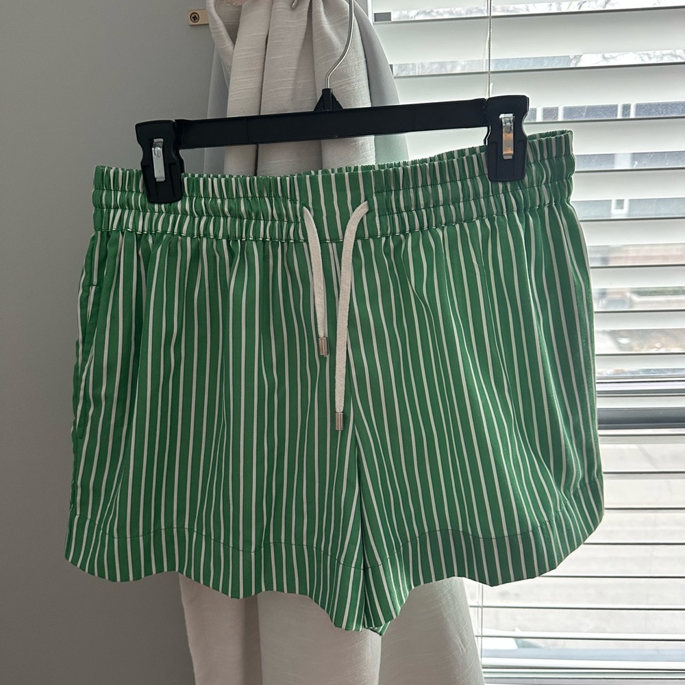 Green Striped Women's Shorts